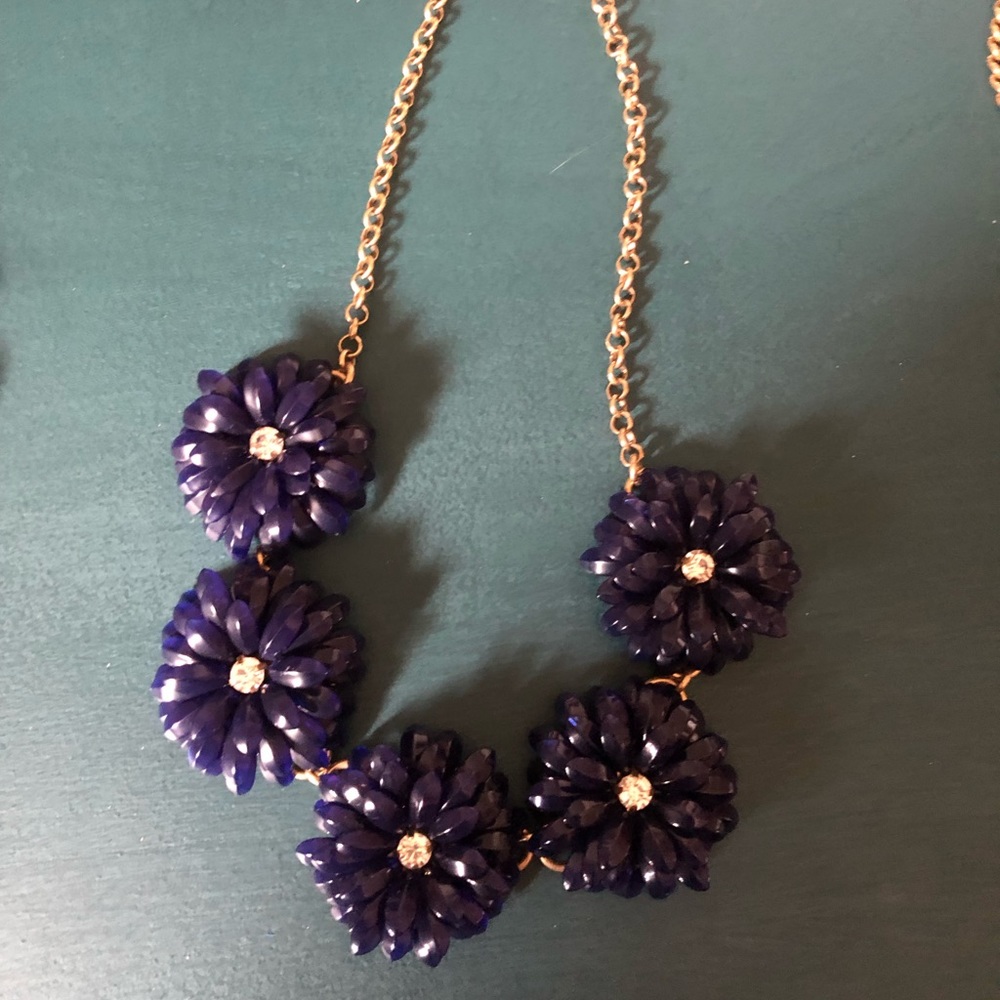 Jcrew Factory blue floral necklace NWOT